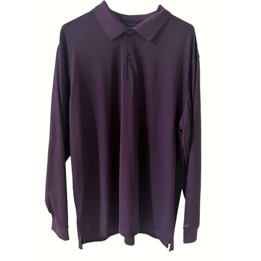 Greg Norman Purple Long Sleeve Polo Shirt Size Men's XL Golf Business